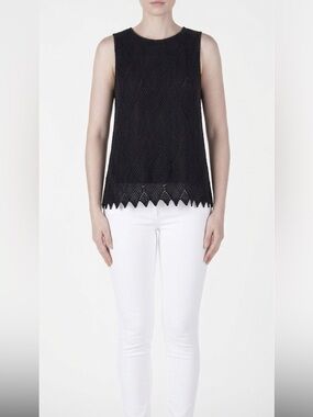 Joseph Ribkoff black Diamond crochet pattern sleeveless Top Sz‎ 14
